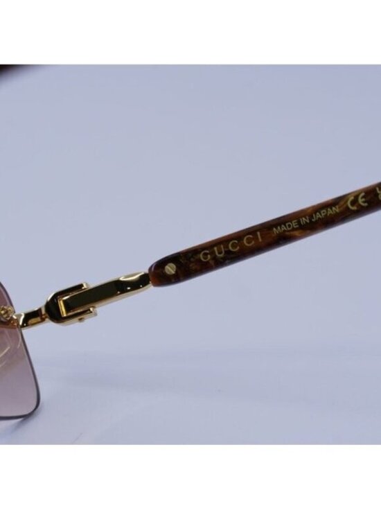 Gucci GG1221S 004 Sunglasses Gold Rectangle Frame, Burgundy Gradient Lenses